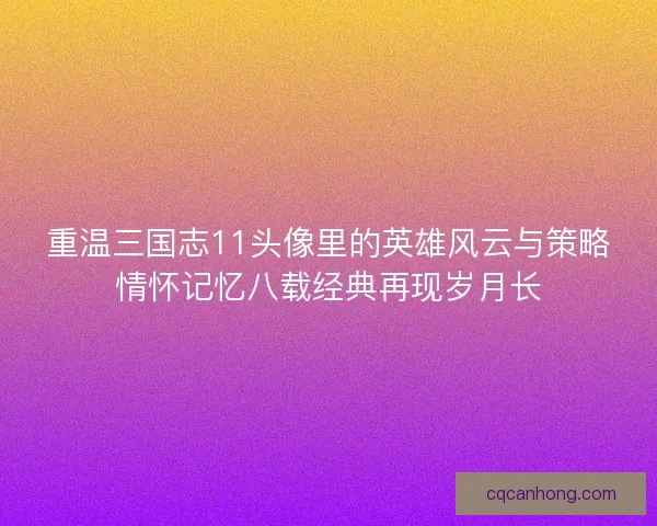 重温三国志11头像里的英雄风云与策略情怀记忆八载经典再现岁月长